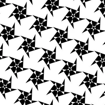 Black and white star repeating pattern, abstract background Stock Illustration