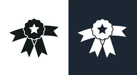 Black and white star rosette award icons Stock Illustration