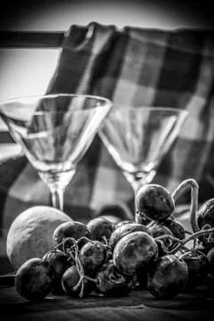Black and white still life with grapes Stock Photos