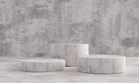 Black and white stone pattern triple product stage podium for presentation .. Stock Illustration