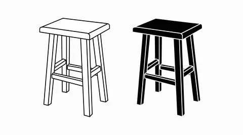 Black and White Stool Set. Stock Illustration
