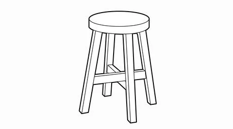 Black and White Stool Vector Illustrazione stock
