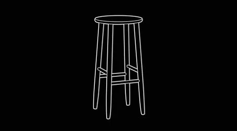 Black and White Stool Vector Stock Illustration