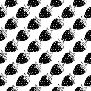 Black and white strawberries Stock Illustration
