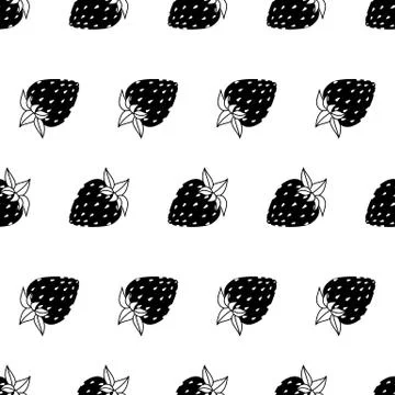 Black and white strawberries Stock Illustration