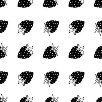 Black and white strawberries Stock-Illustration