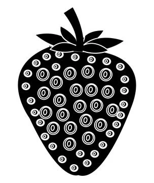 Black and white strawberry vector art design Stock Illustration