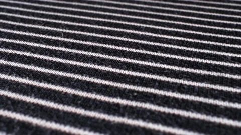 Black and white striped pattern texture background. Linen cotton macro shot,  Stock Footage 147224060
