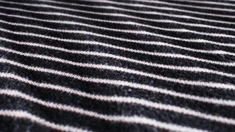 Black and white striped pattern texture background. Linen cotton macro shot,  Stock Footage 147224074