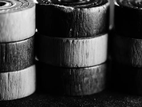 Black and white studio shot of backgammon figures Stock Photos