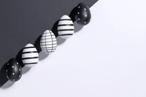 Black and white stylish Easter background. Stock Photos