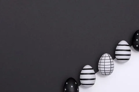 Black and white stylish Easter background. Stock Photos