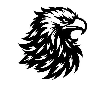 Black and white stylized eagle head silhouette Stock Illustration