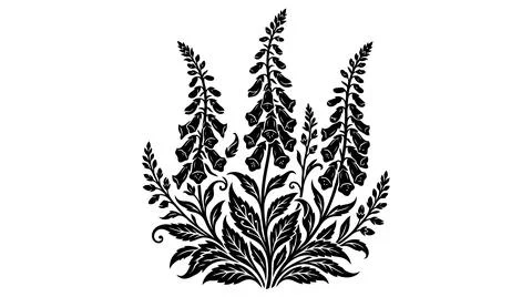 Black and white stylized feather or plant illustration Stock Illustration