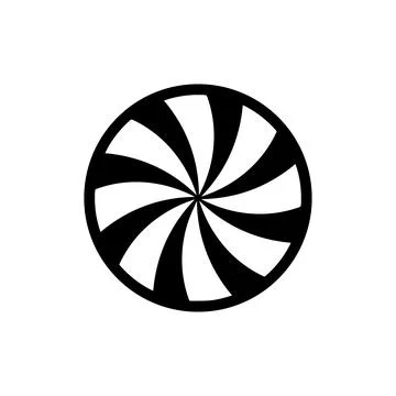 Black and White Swirl Pattern Circle. Vector icon. Illustrazione stock