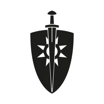Black and white sword shield Stock Illustration