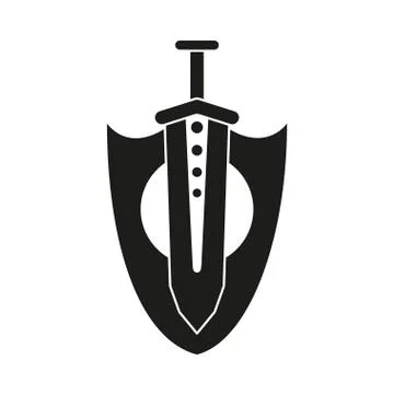 Black and white sword shield wall decor Stock Illustration