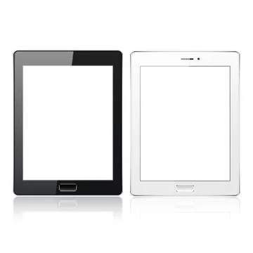 Black and White tablet pc computer with blank screen isolated on the white イラスト素材