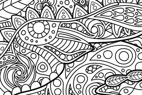Black and white tangle pattern for coloring book Stock Illustration