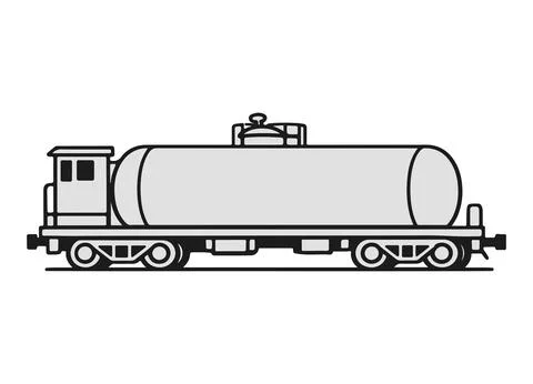 Black and white tanker train car flat illustration vector Stock Illustration