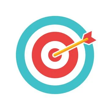 Black and white target board icon with arrow monochrome bullseye vector Illustrazione stock