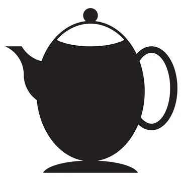 Black and White Teapot Vector Illustration. Isolated Icon of Kitchenware Stock Illustration