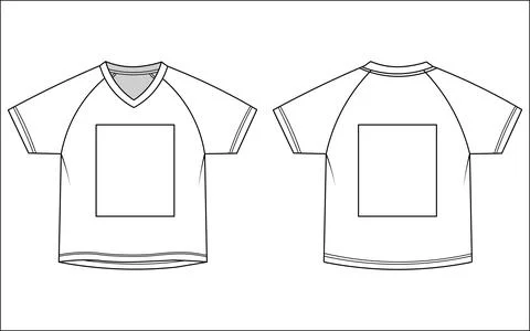 Black and white technical flat sketch of a v-neck scrub top, showcasing front Illustrazione stock