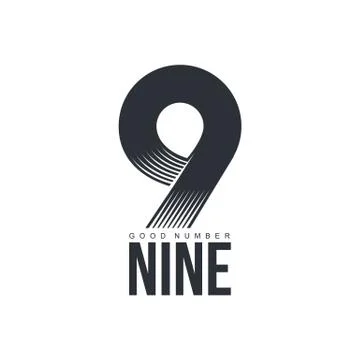 Black and white technological number nine logo template Illustrazione stock