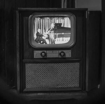 Black and white television Stock Photos