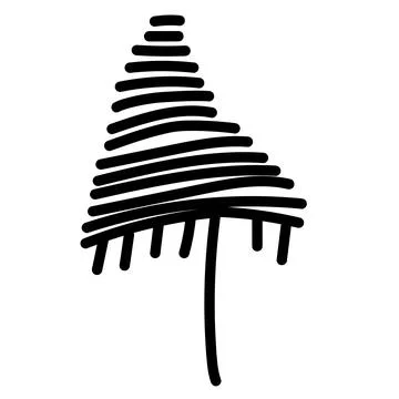 Black and white template tree icon. Vector symbol sign isolated on white Stock Illustration