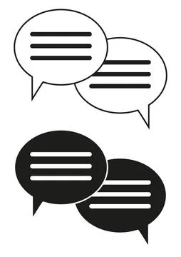 Black And White Text Message Conversation Vector Icon Stock Illustration
