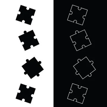 Black and white theme with puzzle pieces vector Stock Illustration