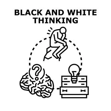 Black and white thinking process concept illustration Stock Illustration