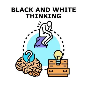 Black and white thinking process concept illustration Stock Illustration