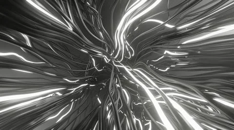 Black and white threads are randomly intertwined, atmospheric glow of the ele Stock Illustration