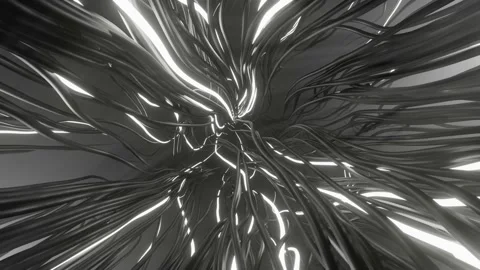 Black and white threads randomly interlaced, Illustration Abstract 3d Render Stock Footage 172269509