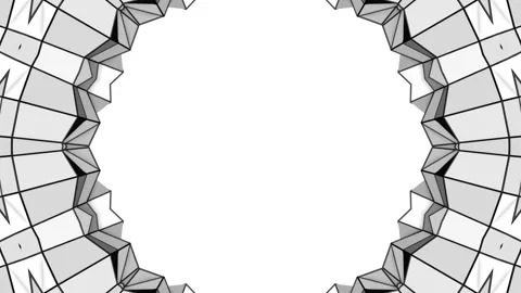 Black and white three-dimensional kaleidoscope patterns. animated abstract backg Stock Footage 101810783