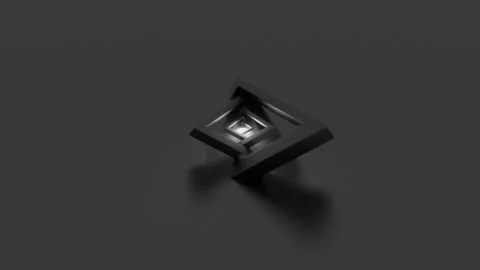 Black and white three-dimensional rows of triangles rotate on their axis. looped Video stock 155171484