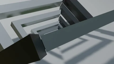 Black and white three-dimensional rows of quadrangles rotate on their axis. loop Stock Footage 155171496