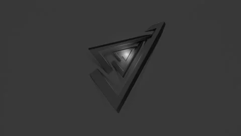 Black and white three-dimensional rows of triangles rotate on their axis. looped Stock Footage 155171497