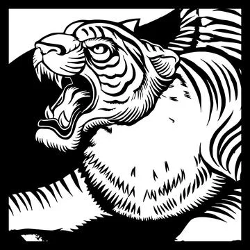 Black and white tiger vector Stock Illustration