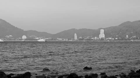 Black and White Time Lapse, Patong city Video stock 35731480