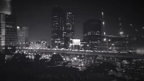 Black and white of time lapse transportation on express way in Bangkok Thailand. Stock Footage 79030748