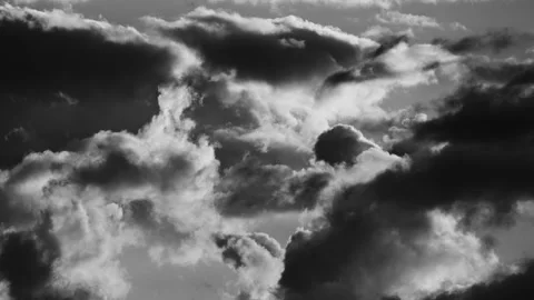 Black and White Time-Lapse of Dramatic, High-Contrast Storm Clouds Stock Footage 318296366