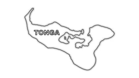 Black and White Tonga Map Outline Minimalist Monochrome Illustration Stock Illustration