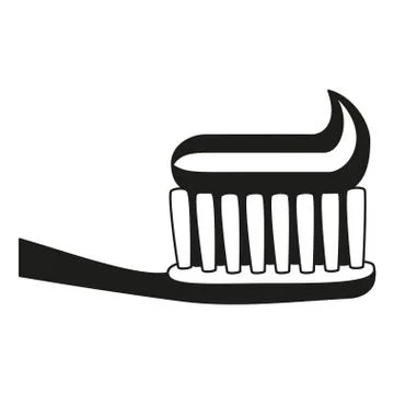 Black and white toothbrush toothpaste silhouette Illustrazione stock