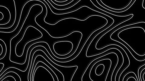 Black and White Topo Map of Hilly Area 4K Animation Video with Moving Conto.. Stock Footage 317829245