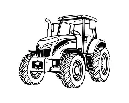 Black and White Tractor Farm Vehicle Illustration イラスト素材