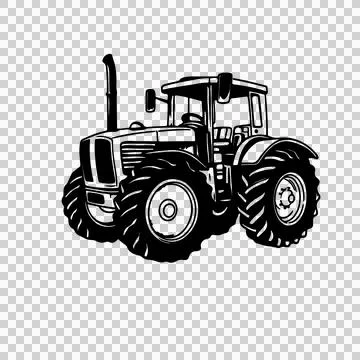 Black And White Tractor wheels tires farm Stock Illustration