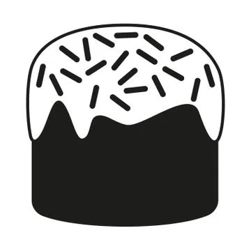 Black and white traditional easter cake silhouette 스톡 일러스트